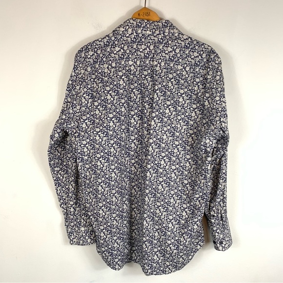 Park Lane American English Size Large Blue White Floral Button Up Men's Shirt - Picture 3 of 9